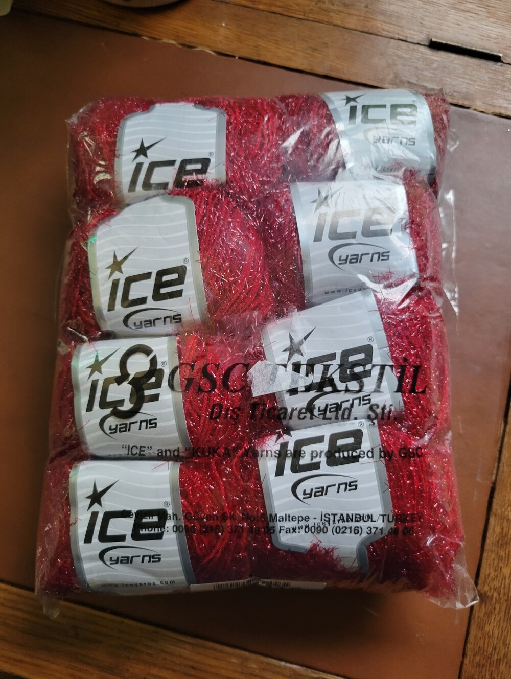 8 Bright Red Ice sparkle Soft yarn  50 gr/1.75 oz